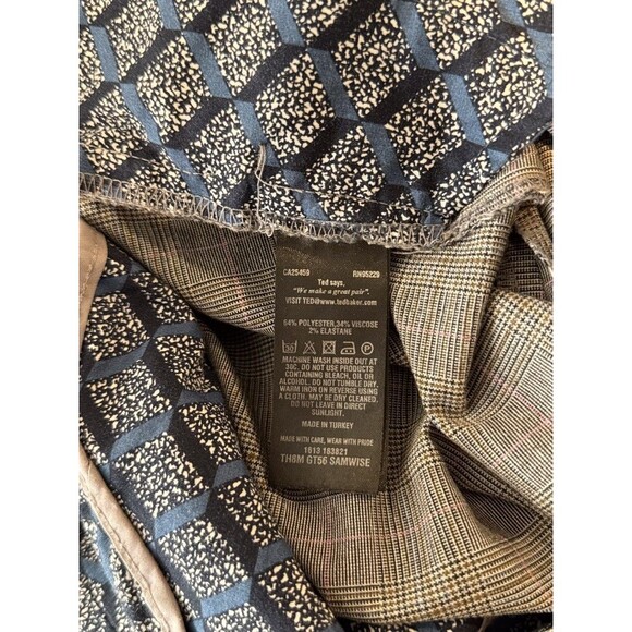 Ted Baker Mens Pants Gray Chino Straight Slim Fit Plaid Flat Front Stretch 32x28 - Picture 10 of 11